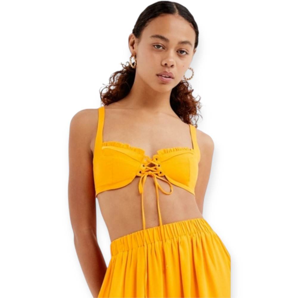 NWT For Love And Lemons Clementine Bra Top Yellow Orange Crop XS fits Small